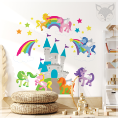 Modelo PS08 "Magical Unicorns" Unicornios castillo nubes estrellas y arcoiris - comprar online