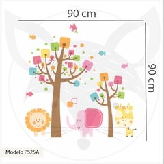 MODELO PS25 Arbol contemporáneo colorido con animales - Little Dreamer Deco - vinilos decorativos infantiles