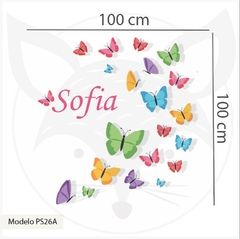 MODELO PS26 Mariposas con nombre personalizado - Little Dreamer Deco - vinilos decorativos infantiles