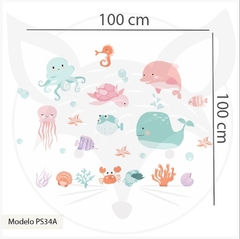MODELO PS34 "UNDER THE SEA" Oceano mar animales tonos pasteles - Little Dreamer Deco - vinilos decorativos infantiles