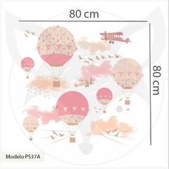 MODELO PS37 "Shabby Rosa" Globos vintage y avionetas - Little Dreamer Deco - vinilos decorativos infantiles