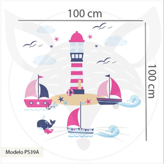 Modelo "Pink Nautical" - PS39A PROMO! - 100X100 CM - Little Dreamer Deco - vinilos decorativos infantiles