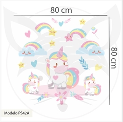 MODELO PS42 "Sweet Unicorn" Unicornios nubes y arcoiris tonos suaves. en internet
