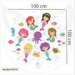 MODELO PS47 Pretty Mermaids - Sirenas coloridas - océano y mar - Little Dreamer Deco - vinilos decorativos infantiles