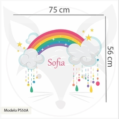 MODELO PS50 Rainbow - Arcoíris con Nombre a elección - Little Dreamer Deco - vinilos decorativos infantiles