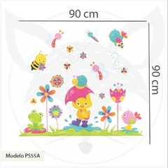 MODELO PS55 - Dia de lluvia en el Jardín - Little Dreamer Deco - vinilos decorativos infantiles