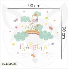 MODELO PS56 Unicornio y Arcoiris con nombre personalizable - Little Dreamer Deco - vinilos decorativos infantiles