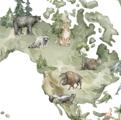 Modelo DD08 - Mapa planisferio mundo acuarela con animales - tienda online