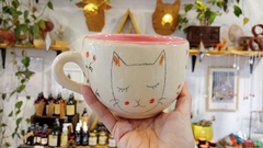 TAZA ENORME GATO ROSA - comprar online