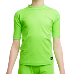 CONJUNTO DE CAMISETA CORTA Y SHORT DE PROTECCION SOLAR UV MODELO VERDE FLUO - comprar online