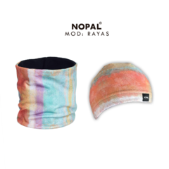 CONJUNTO DE CUELLO Y GORRO DE MICROPOLAR. MODELO RAYAS