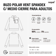 BUZO POLAR VENT SPANDEX CON MEDIO CIERRE UNISEX NEGRO - comprar online