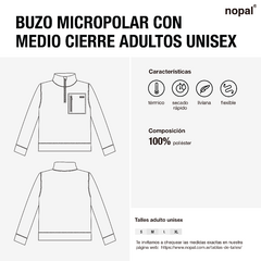 BUZO MICROPOLAR UNISEX CON MEDIO CIERRE GRIS ACERO - nopal