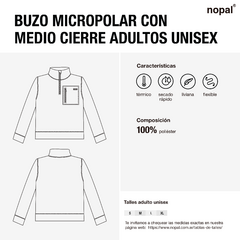 BUZO MICROPOLAR UNISEX CON MEDIO CIERRE NEGRO - comprar online