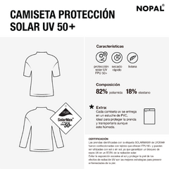 CAMISETA DE PROTECCIÓN SOLAR UV MANGA CORTA PARA ADULTO UNISEX. MODELO PRADERA - comprar online