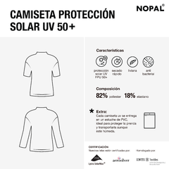 CAMISETA DE PROTECCIÓN SOLAR UV MANGA LARGA. MODELO CARNAVAL - nopal