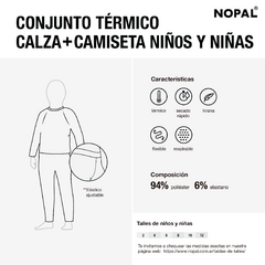 CONJUNTO TÉRMICO DE CAMISETA Y CALZA PARA NIÑOS Y NIÑAS. MODELO MONTAÑOSO