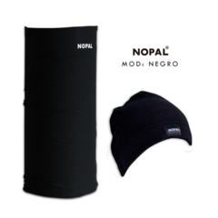 CONJUNTO GORRO DE MICROPOLAR Y CUELLO MULTIUSO. MODELO NEGRO