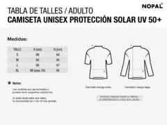 CAMISETA DE PROTECCIÓN SOLAR UV MANGA CORTA PARA ADULTO UNISEX. MODELO ARENA - tienda online