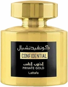 PERFUME ÁRABE LATTAFA CONFIDENTIAL PRIVATE GOLD - UNISSEX - EDP 100 ML - FRETE GRÁTIS BR (ENVIO IMEDIATO) - Billy Importados