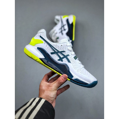 TÊNIS ASICS GEL RESOLUTION 9 MASCULINO "BRANCO AZUL NEON" (PRAZO DE ATÉ 25 DIAS PARA ENTREGA) - FRETE GRÁTIS BR