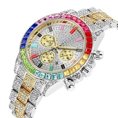 RELÓGIO DE PULSO CRAVEJADO ICE - ESTILO ROLEX - DIVERSAS CORES (PRAZO DE 15 DIAS PARA ENTREGA) - FRETE GRÁTIS