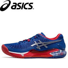 TÊNIS ASICS GEL RESOLUTION 9 MASCULINO "AZUL VERMELHO BRANCO" (PRAZO DE ATÉ 25 DIAS PARA ENTREGA) - FRETE GRÁTIS BR