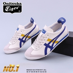 TÊNIS ASICS ONITSUKA TIGER MÉXICO 66 COURO "BRANCO AZUL AMARELO" (PRAZO DE ATÉ 25 DIAS PARA ENTREGA) - FRETE GRÁTIS BR - Billy Importados