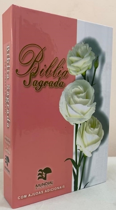 Bíblia sagrada com ajudas adicionais e harpa capa dura - floral rosa na internet