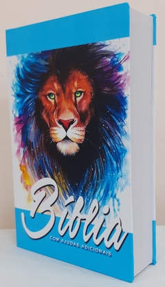 Biblia sagrada com ajudas adicionais capa dura media - leão azul - comprar online