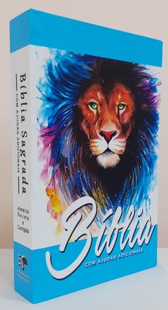 Bíblia capa dura especial com harpa - leão azul na internet