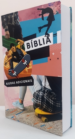 Bíblia sagrada com ajudas adicionais e harpa capa dura - skate - comprar online