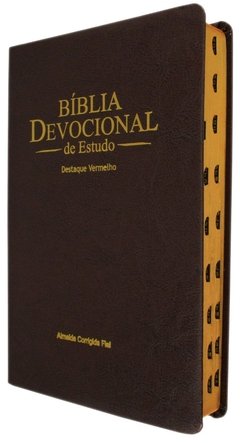 Bíblia devocional de estudo - capa luxo café