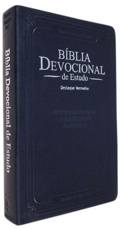Biblia devocional de estudo - capa luxo azul relevo