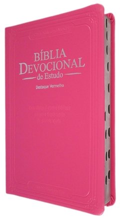 Bíblia devocional de estudo - capa luxo pink relevo