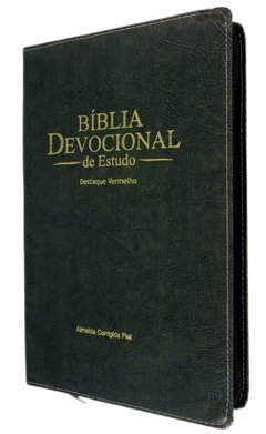 Bíblia devocional de estudo - capa com zíper verde