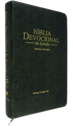 Bíblia devocional de estudo - capa com zíper verde