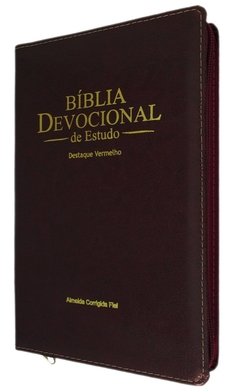 Bíblia devocional de estudo - capa com zíper vinho