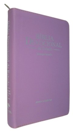 Bíblia devocional de estudo - capa com zíper lilas