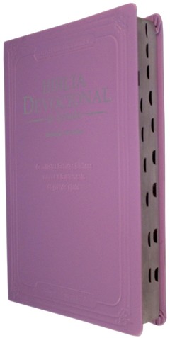 Biblia devocional de estudo - capa luxo lilás relevo