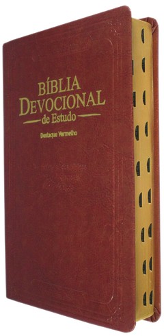 Biblia devocional de estudo - capa luxo marrom relevo