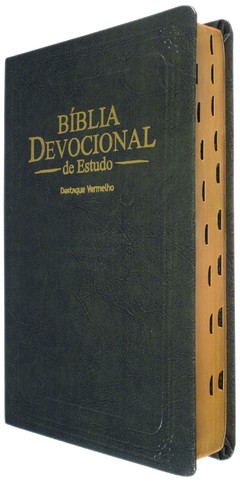 Biblia devocional de estudo - capa luxo verde relevo