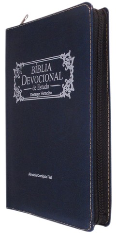 Biblia devocional de estudo - capa com ziper azul mascara