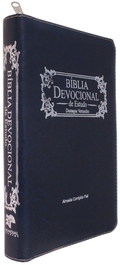 Biblia devocional de estudo - capa com ziper azul mascara