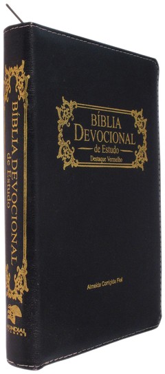 Biblia devocional de estudo - capa com ziper preta mascara