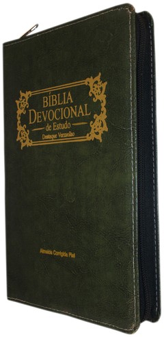 Biblia devocional de estudo - capa com ziper verde máscara