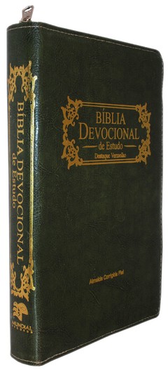 Biblia devocional de estudo - capa com ziper verde máscara