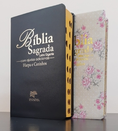 Biblia Letra Hipergigante Luxo Preta com Harpa 14x21cm