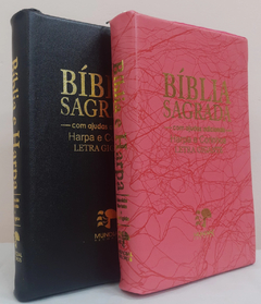 2 biblias com ajudas adicionais e harpa letra gigante - capa com ziper preta + pink raiz - comprar online