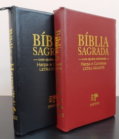 Bíblia do casal letra gigante com harpa - capa com ziper preta + vinho - comprar online